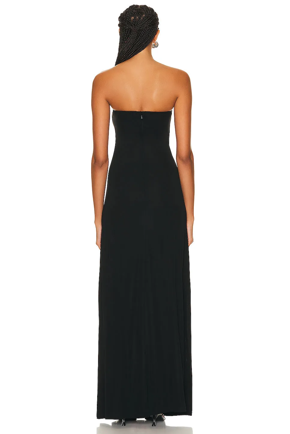 Arced Palm Strapless Dress