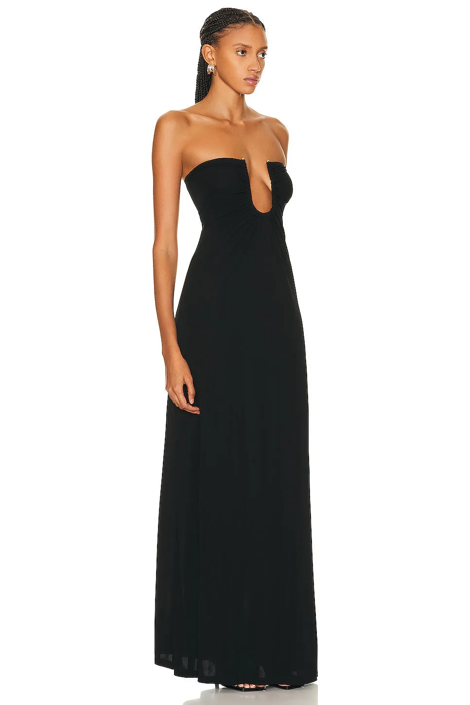 Arced Palm Strapless Dress