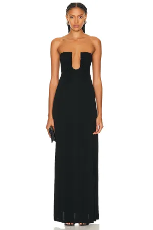 Arced Palm Strapless Dress