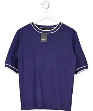 Blue Anthology Contrast Trim Short Sleeve Jumper UK 12