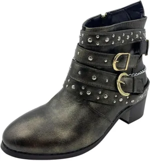 Boots for Women Ankle Womens Booties Black Womens Wide Boots Wide Width Steel Toe Shoes for Women Casual Round Head Pointed Toe Stacked Mid Heel