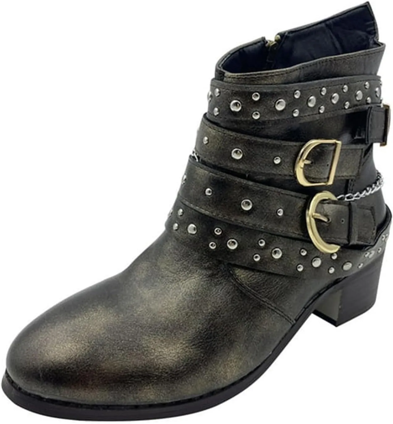 Boots for Women Ankle Womens Booties Black Womens Wide Boots Wide Width Steel Toe Shoes for Women Casual Round Head Pointed Toe Stacked Mid Heel