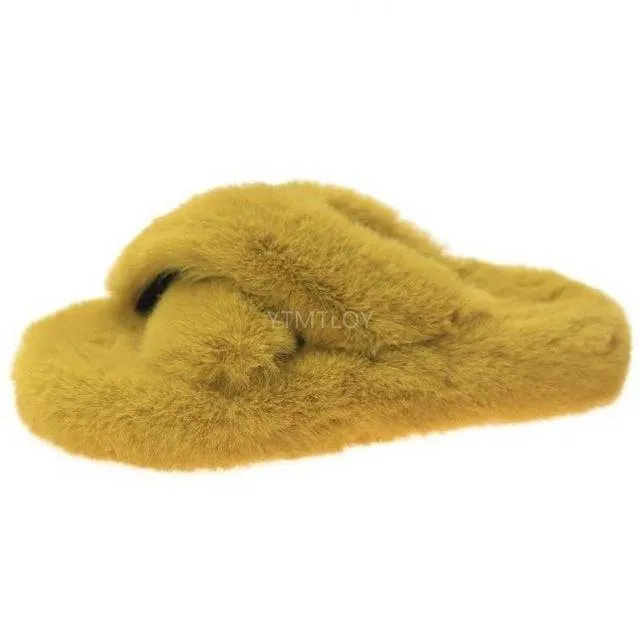 Fluffy Raccoon Fur Slippers Shoes Women Real Fox Fur Flip Flop Flat Furry Fur Slides Outdoor Sandals