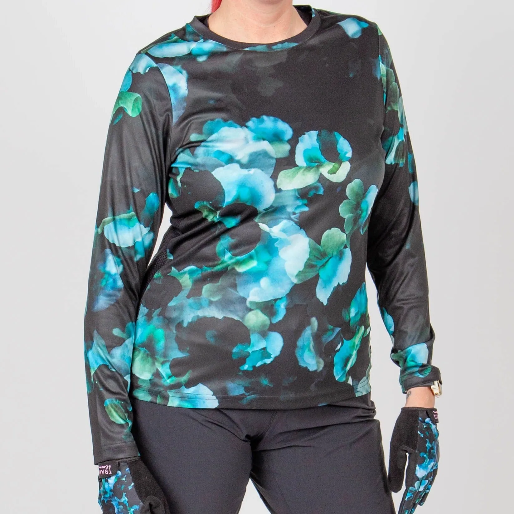 Ladies MTB Jersey - Large Floral Print Long Sleeve