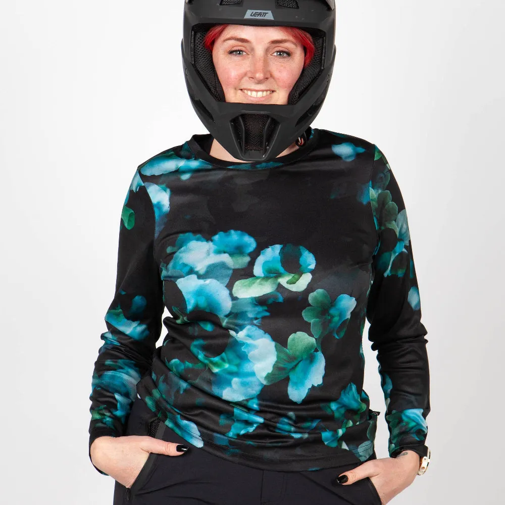 Ladies MTB Jersey - Large Floral Print Long Sleeve