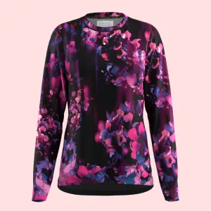 Ladies MTB Jersey - Large Hydrangea Print Long Sleeve