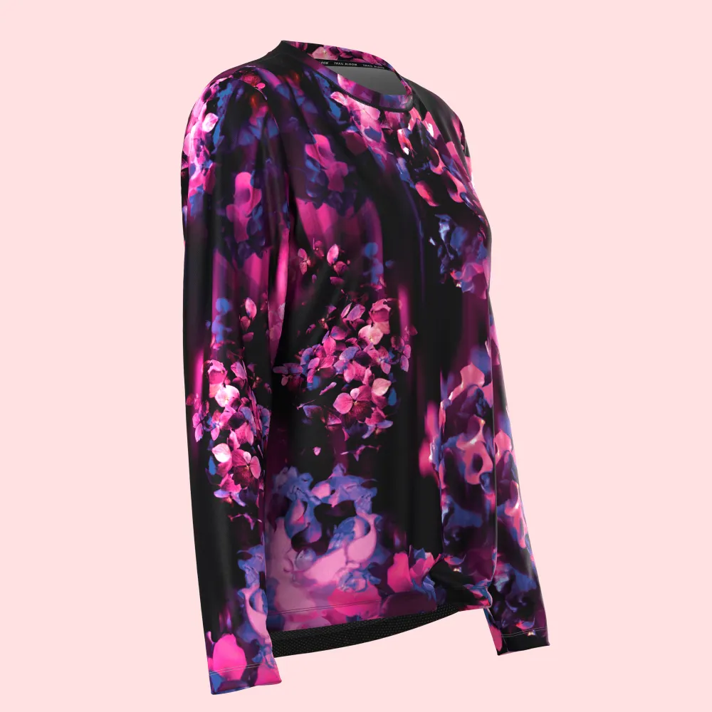 Ladies MTB Jersey - Large Hydrangea Print Long Sleeve