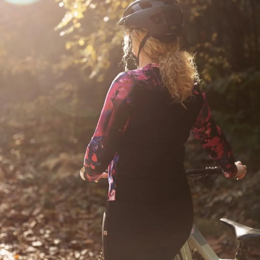 Ladies MTB Jersey - Large Hydrangea Print Long Sleeve