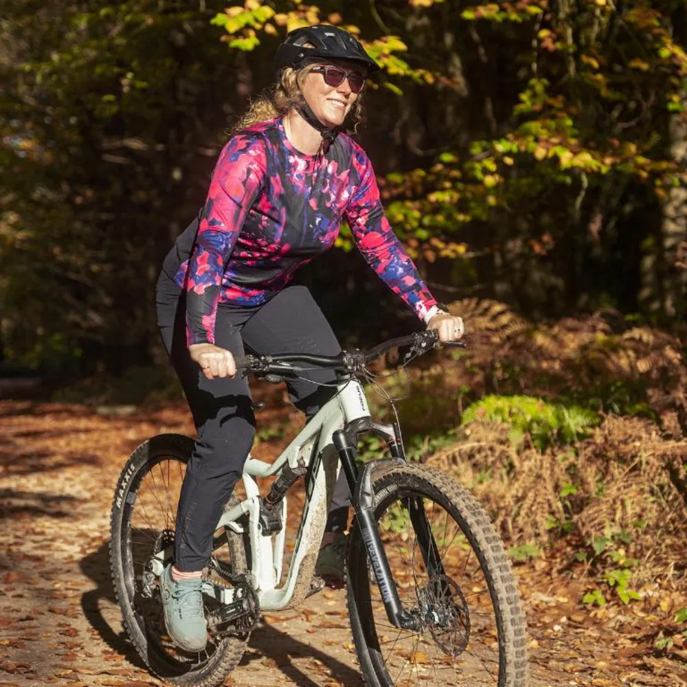 Ladies MTB Jersey - Large Hydrangea Print Long Sleeve